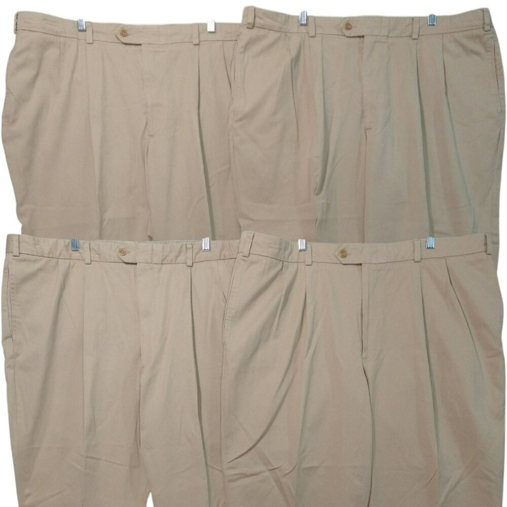 Bills Khakis Pants Mens 44 x 23 Beige Chino M2P Pleated Twill Cotton Lot of 4